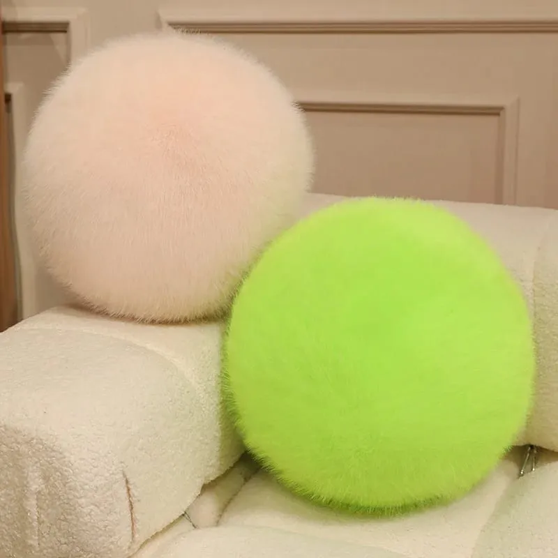 30cm Long Plush Fluffy Round Plush Pillow Cartoon Ball Pillow Accompany Stuffed Pillow Car Home Sofa Decor Plush Cushion