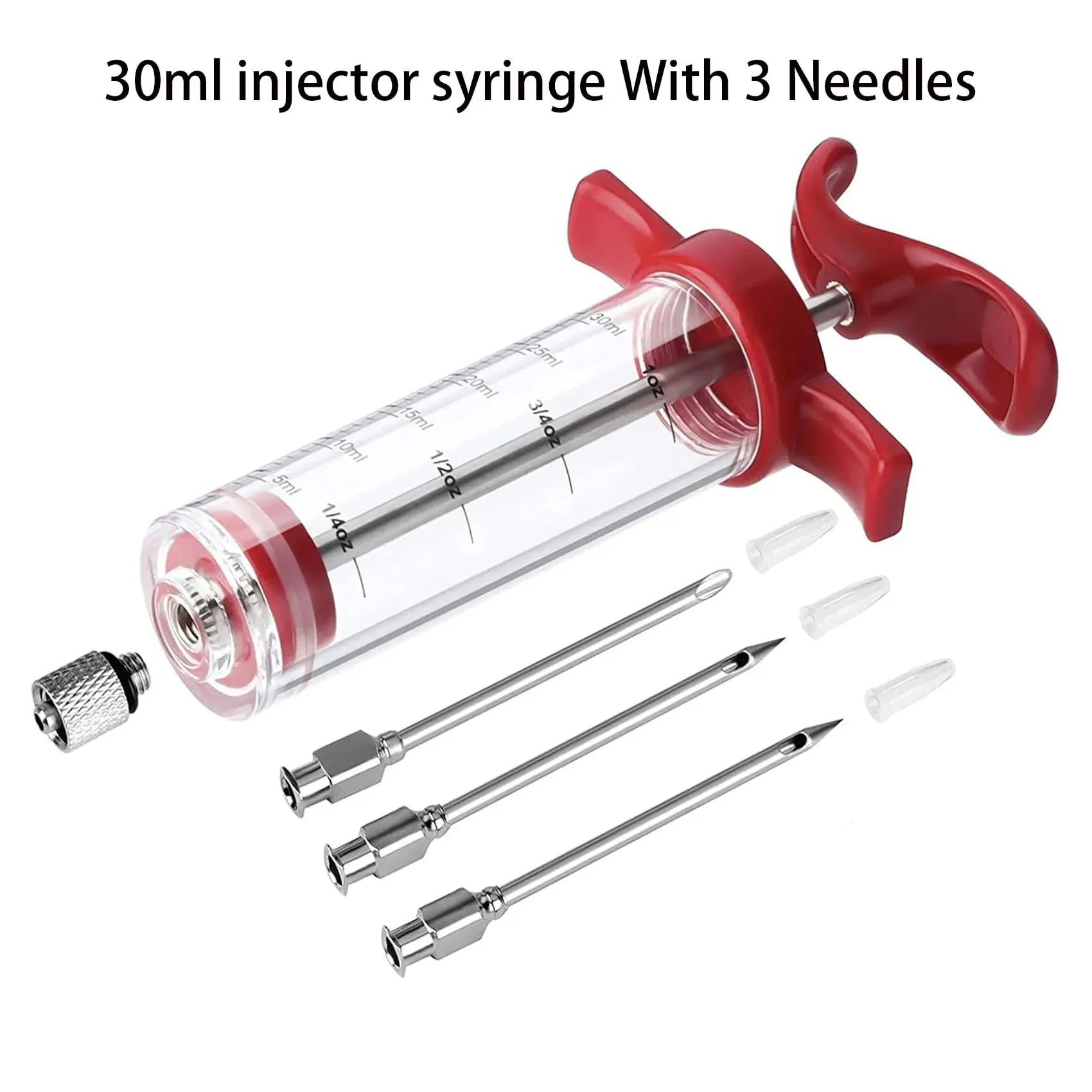 Stainless Steel Turkey Baster for Cooking - Food Grade Meat Injector Syringe & Silicone Suction Bulb With 2 Detachable Needles