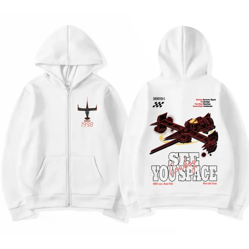 Manga Cowboy Bebop Spike Spiegel Zip Up Hoodies Men's Women Fashion Long Sleeves Oversized Zipper Sweatshirts Pullovers Coats