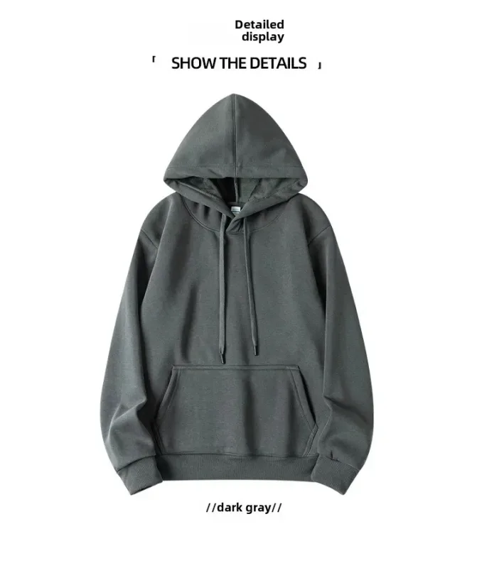 Customized Your Brand Logo DIY Design 600GSM Mens Hoodies High-quality Women Sweatshirt Solid Color Cotton Loose Streetwear