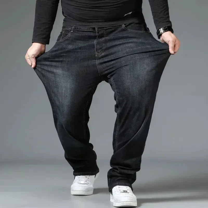 Mens Large Size Black Jeans 10XL Oversize High Waist Loose Trousers Husband Plus Size Loose Denim Trousers Blue Male Denim Pants — image 2
