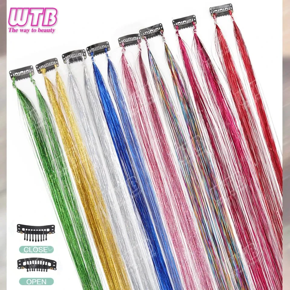 Multi-Color Glitter Synthetic Hair Extension Wig BB Clip Style Suitable for Women and Girls to Wear During Holidays and Events