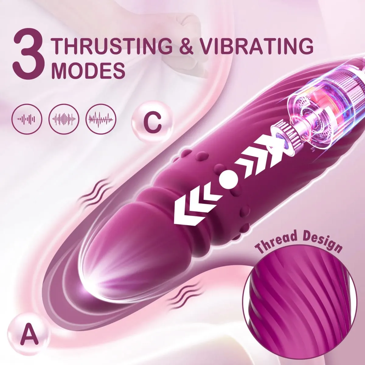4 in 1 Rose Vibrator for Women G-Spot Thrusting Dildo with Clitoris Nipple Sucking Licking Massage Functions Adult Sex Toy