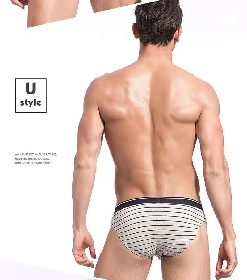 4 pçs/lote cuecas masculinas lingerie sexy calcinha masculina de algodão respirável cueca listrado calcinha lotes por atacado