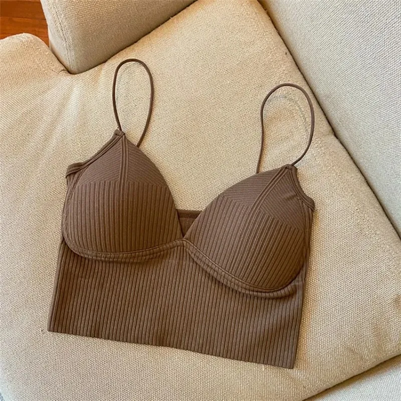 ผู้หญิงเซ็กซี่ Crop Top Bra กีฬา Tube Camis Streetwear Bandeau Basic Tank หญิง Tee