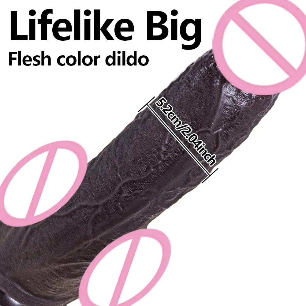 Realistic Dildo Soft Silicone Dick Penis With Strong Suction Cup Testicles Veins For Anal Play Experience Adult Sex Toy For Wome