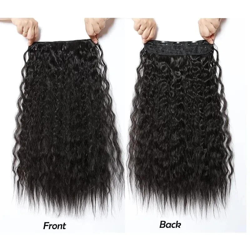 24Inch Synthetic Long Kinky Curly Hair High Temperature Corn Wave Hair Extension Clip in Fiber Hairpieces for Women
