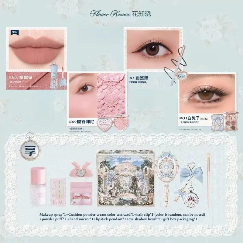 Flower Knows Shells Pearl Eyeshadow Essence Lip Honey Blush Cheek Makeup Front 11 pieces set