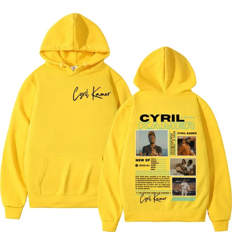 랩퍼 Cyril Kamer Reptil 앨범 투어 그래픽 후드 남성 여성 트렌드 빈티지 팝 음악 스웨터 긴 소매 루즈 까마귀