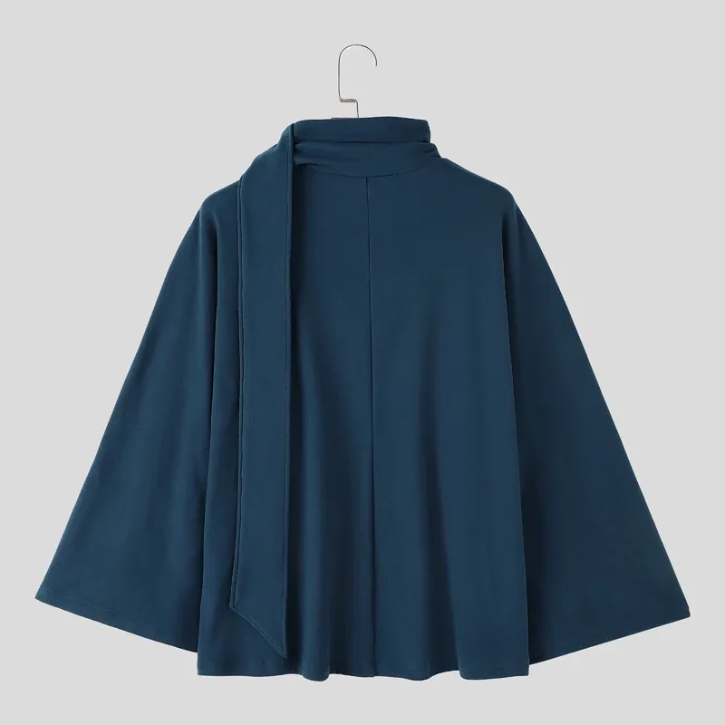 Men's Sweatshirts Solid Cloak Cape For Man Long Sleeve Scarf Collar Streetwear Autumn Winter Fashion Ponchos Hoodies