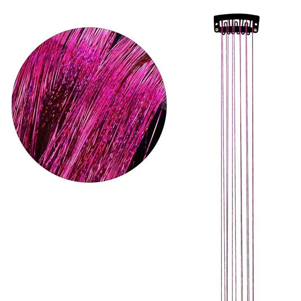 1/6Pcs Colorful Long Straight Hair Pieces Synthetic Clip-in Hair Extensions Synthetic High Temperature Fiber Wig for Daily Use