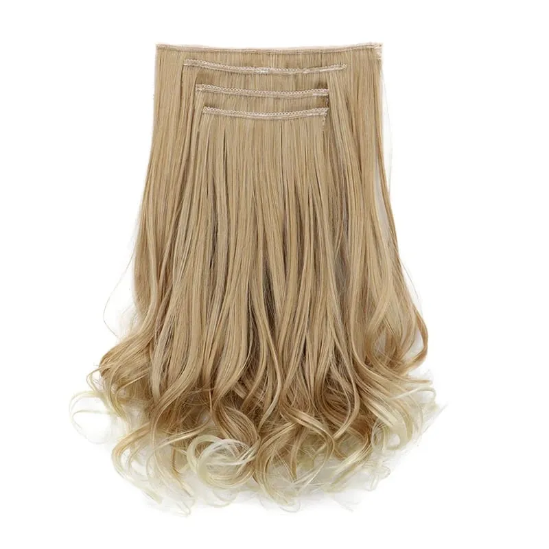 Synthetic 14Inch Short Wavy Curly Hair Extension 4pcs/set Clip -in Invisible Soft Hairpiece for Women Party Daily Use