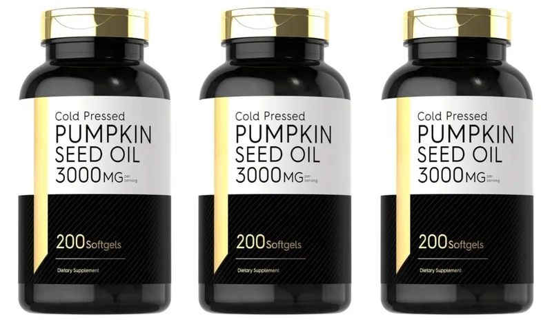 Cold Pressed Pumpkin Seed Oil Softgels 3000mg Omega 6 & 9 Dietary Supplement for Men Women Wellness Quick Release 200 Count