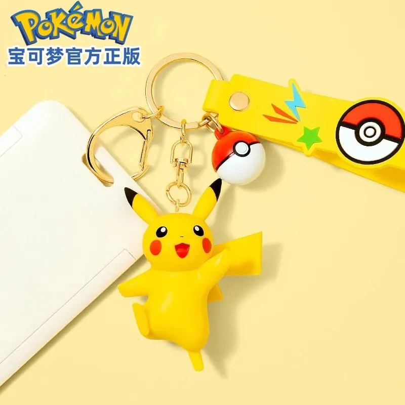 正版寶可夢皮卡丘鑰匙圈 Gengar Morpeko Cubone Snorlax Mimikyu 動漫動作人偶玩具鑰匙圈香水吊墜禮物