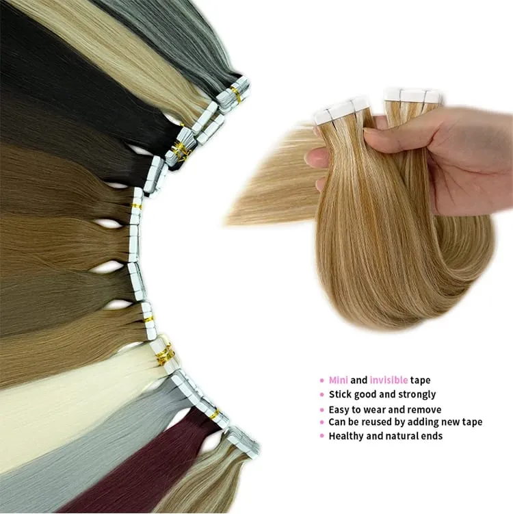 Tape-In Human Hair Extensions Different Colors Straight Hair 18-30 Inch Double Sided Adhesive Remy Hair — image 9