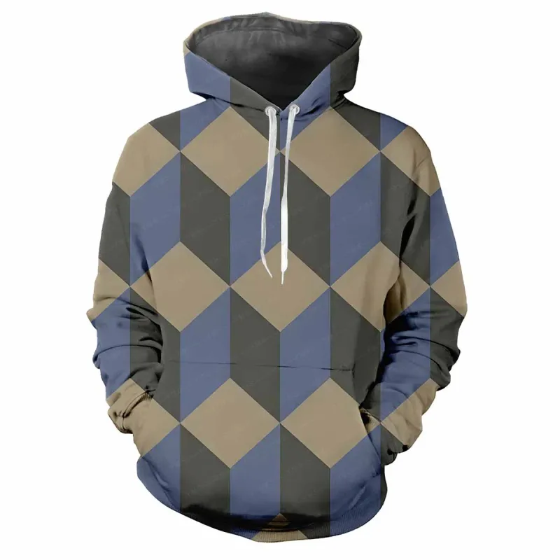 2024 moda minimalista cuadros 3D impreso hombres Tops Casual suave comodidad elegante sudaderas con capucha para hombres personalizar deportes al aire libre Sudadera con capucha