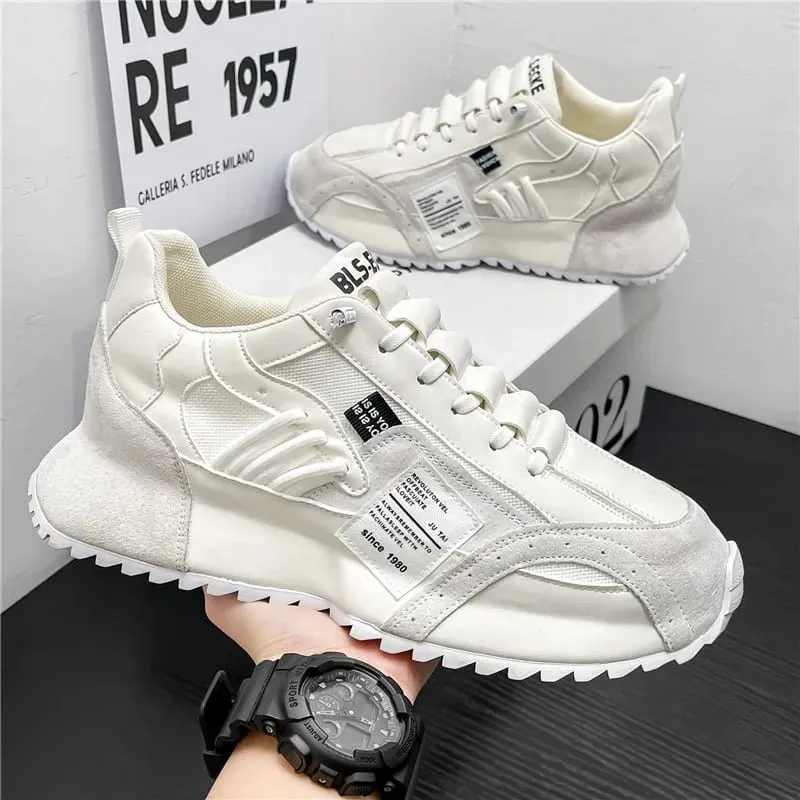 Men Sneakers Spring Summer Retro Casual Shoes Platform Chunky Patchwork Mesh Lace Up Walking Male Running Footwear