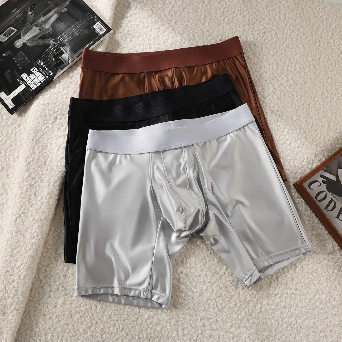 Seluar Dalam Lelaki Boxers Solid U Pouch Panties untuk Lelaki Extended Leg Boxer Shorts Homme Pinggang Tengah Sports Underpants Lelaki M-XXL