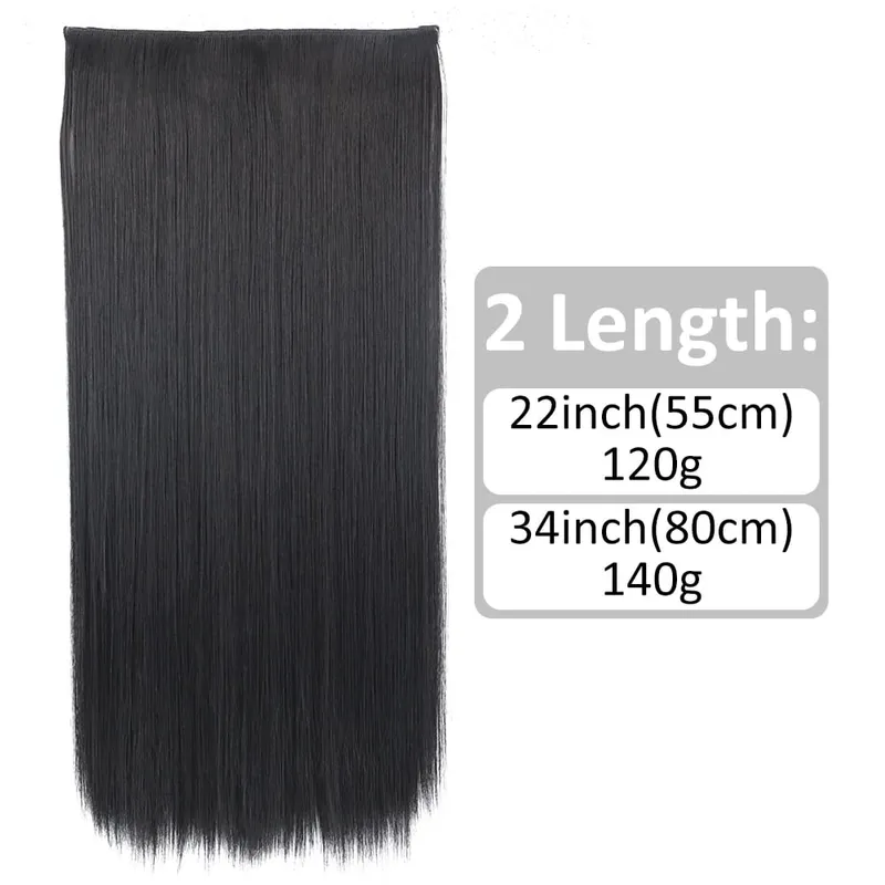 Syntetisk Lang Lige Frisure 5 Clip In Hair Extensions 32 Tommer One Piece Hairpiece Brun Blond Sort Falsk Hår Til Kvinder