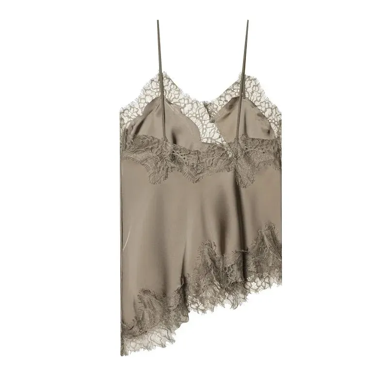Asymmetric Lace Top Female Sexy Slip Backless Tops for Women Summer Camisole Sleeveless Tops Tanks & Camis Women's Tops