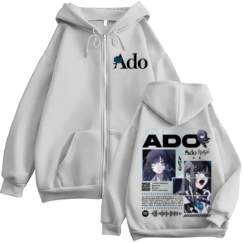Ado World Tour 2025 Hibana Zipper Hoodies Panlalaking Babae Damit Fashion Harajuku Zip Up Sweatshirts Pullover Jacket Coat Streetwear