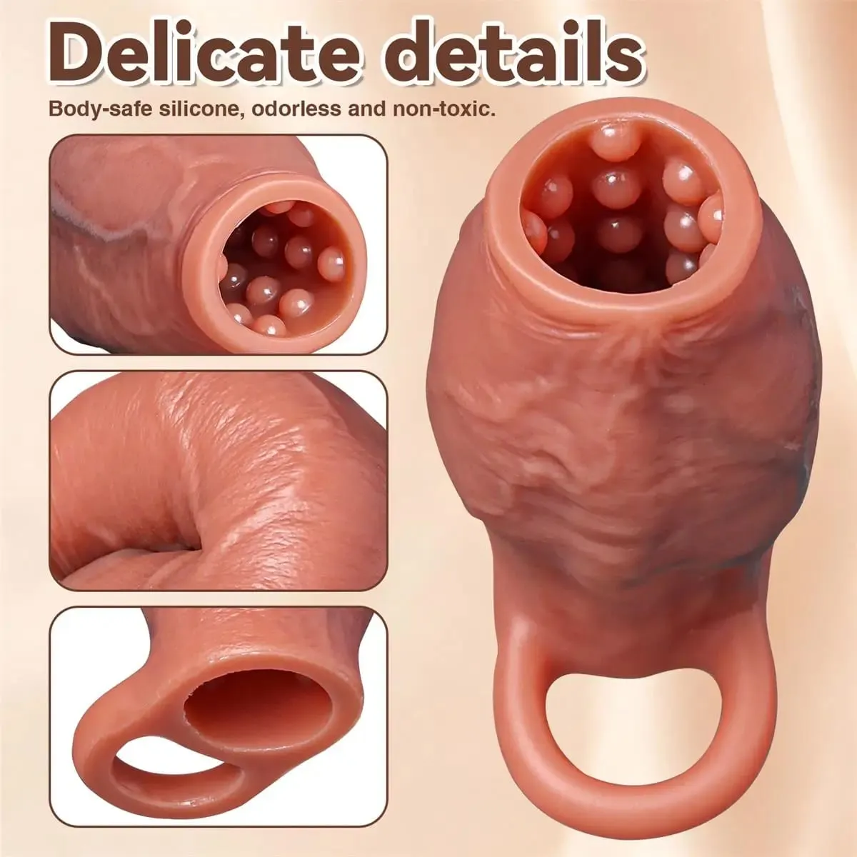 Skin Feeling Realistic Dildo Dick Pump Sleeve Enlargement Penis Covers Extender Men's Condoms Cock Ring Adult Sex Toy For Male