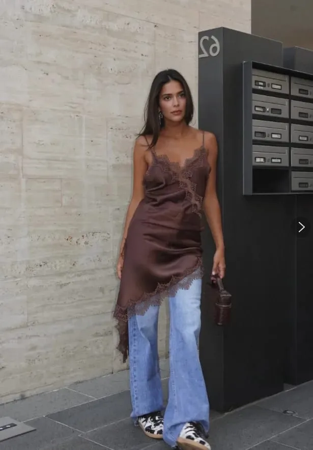 Satin Sexy Lace Spliced Short Sling Dress Women Sleeveless Backless Asymmetric Sexy Party Dresses 2025 Summer Lady Dress