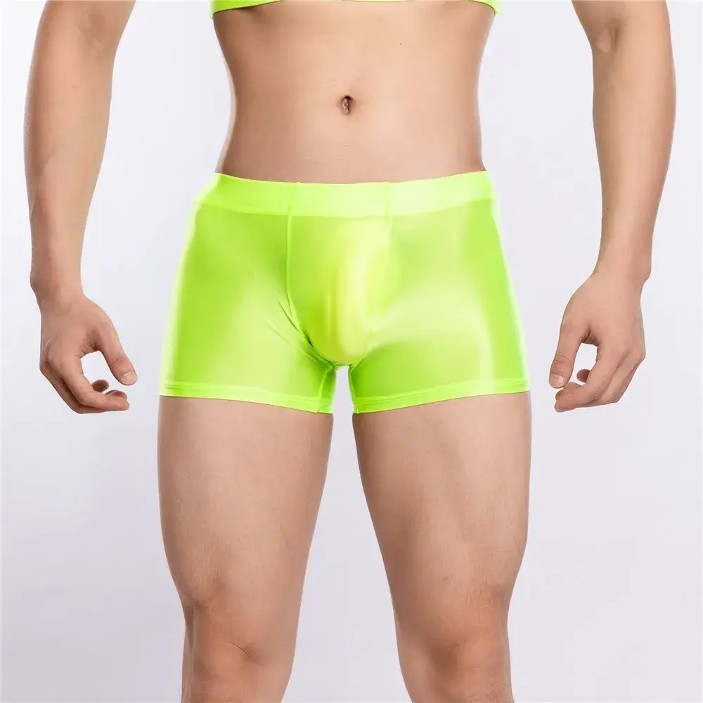 Sexy Men Hot Short Panties U Bulge Pouch Boxer Oil Shiny Glossy Smooth Lingerie Candy Color Underwear Breathable Briefs