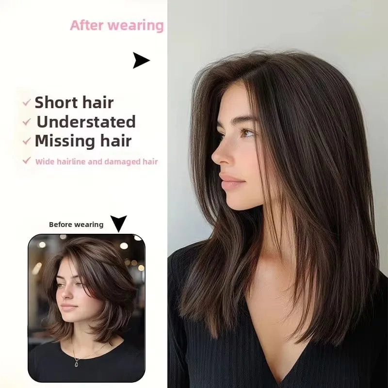 14Inch Synthetic Short Straight Hair Extension 4pcs/set Clip in Length & Volume Hairpiece for Women Everyday Style