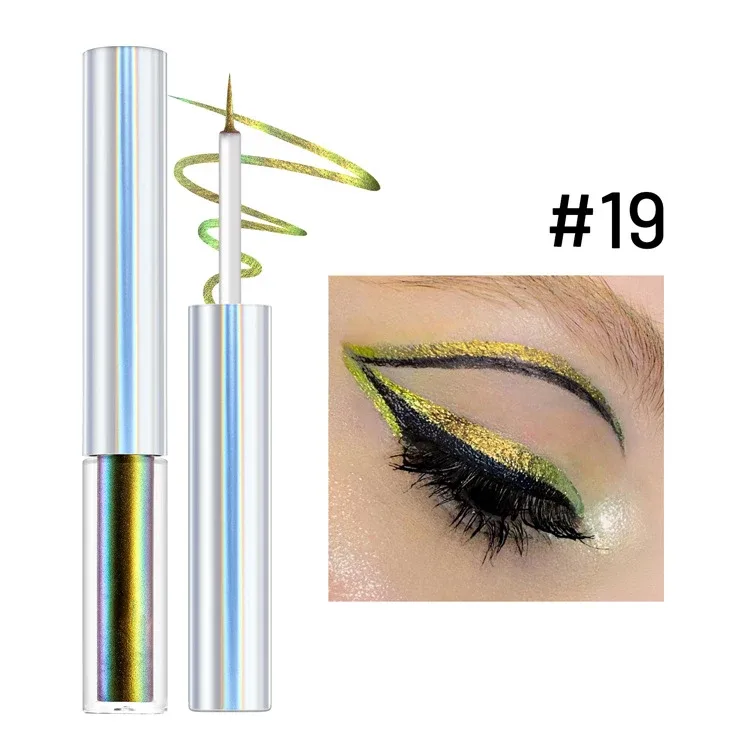 19 Colors Holographic Chameleon Liquid Eyeliner Metallic Glitter Color-Shifting Eye Liner Long Lasting Waterproof Eyes Makeup