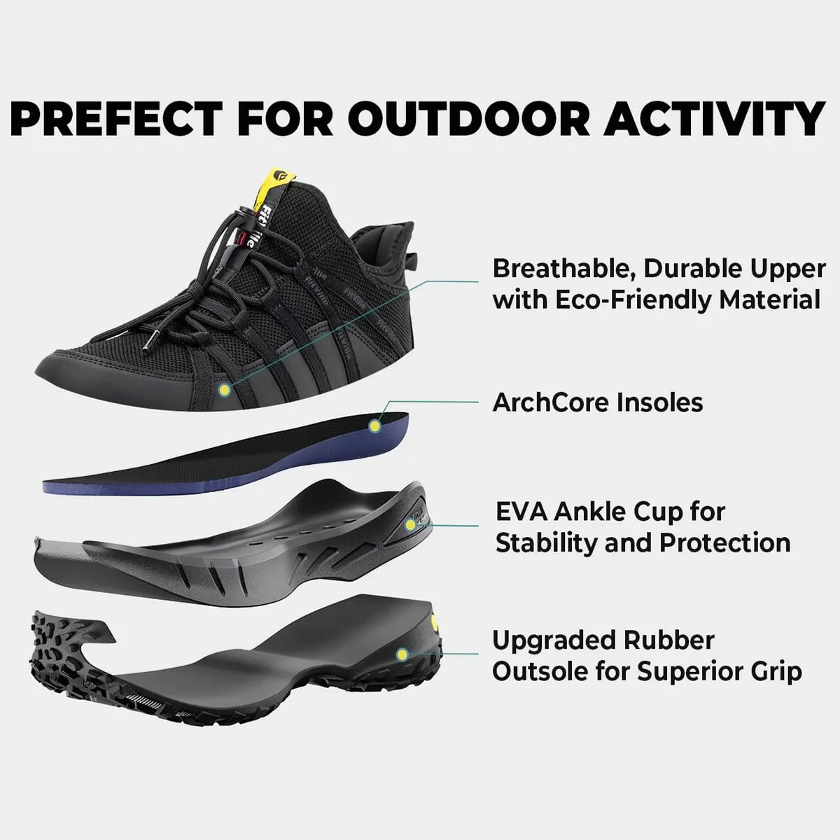 FitVille Sepatu Slip On Lebar Untuk Pria Sepatu Hiking Jalan Kaki Sepatu Loafer Trekking Luar Ruangan Penopang Lengkung Kotak Jari Kaki Lebar Tahan Slip