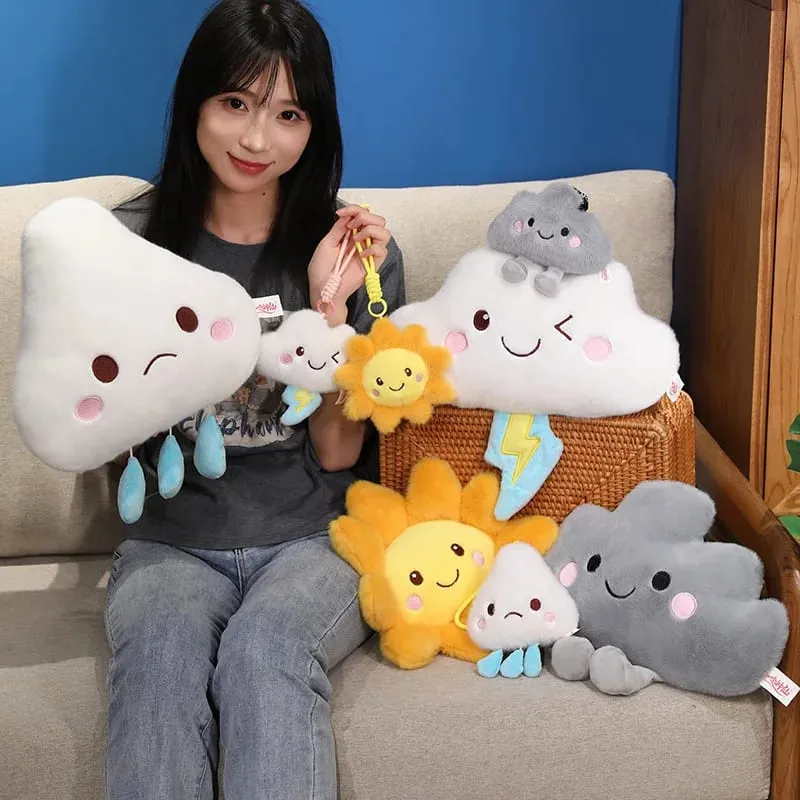 New Cartoon Weather Series Plush Toys Cute Sun Lightning Cloud Raining Pendant Doll Funny Weather Forecast Game Props Home Decor