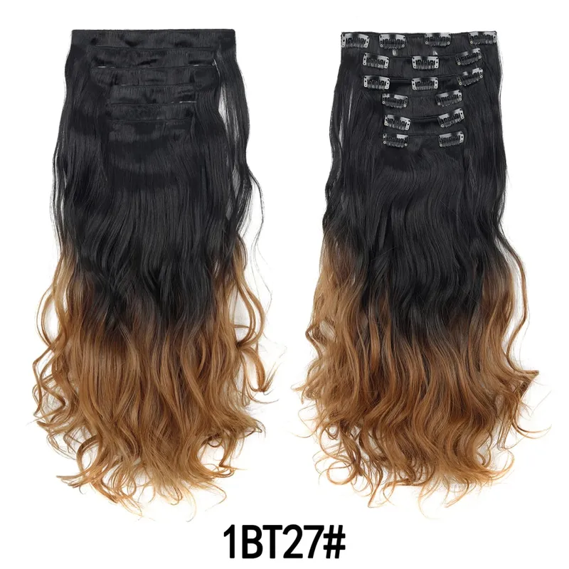 Clip In Hair Extensions 6pcs Full Head Long Wavy Curly Hairpieces Colorfull Synthetic Hair for Women’s Daily & Party Styling