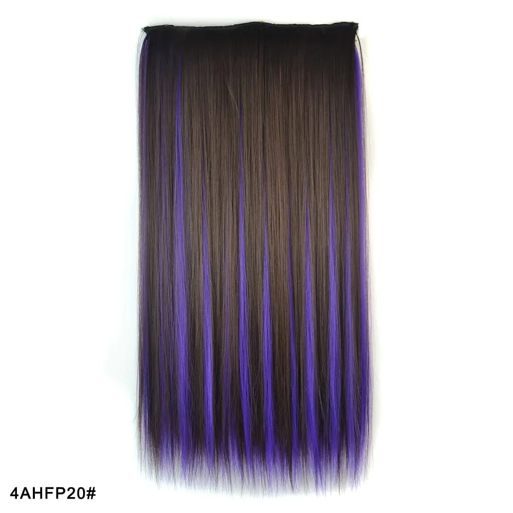 Zolin grampo de cabelo reto na extensão do cabelo arco-íris colorido ombre cor uma peça com 5 clipes sintético cosplay hairpieces