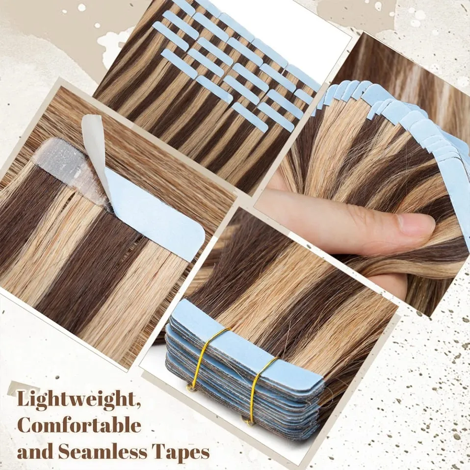 Straight Tape In Hair Extensions 10/20Pcs Real Human Hair Extensions Seamless Invisible Skin Weft Tape In Hair for Women