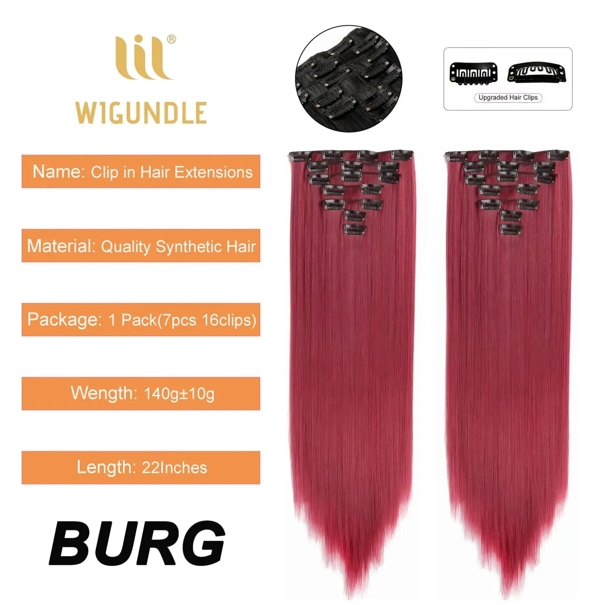 Clips In Hair Extension Long Straight Hair Pieces Clip In Hair Extension 22inches 7pcs/set Synthetic Fake Hair Pieces for Women