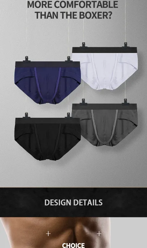 5PCSMen's three-piece briefs with U-shaped pouch, modal fabric, breathable, summer youth low-rise bottom pants
