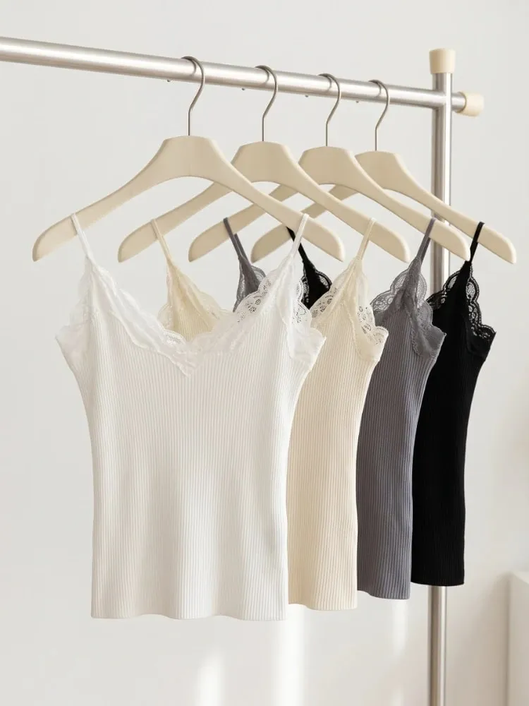 Korean Cute Camis Lace Women Tank Top Sexy White Crop Top Female Sleeveless Black Vest Summer 2026 Coquette Y2k Clothes — image 1