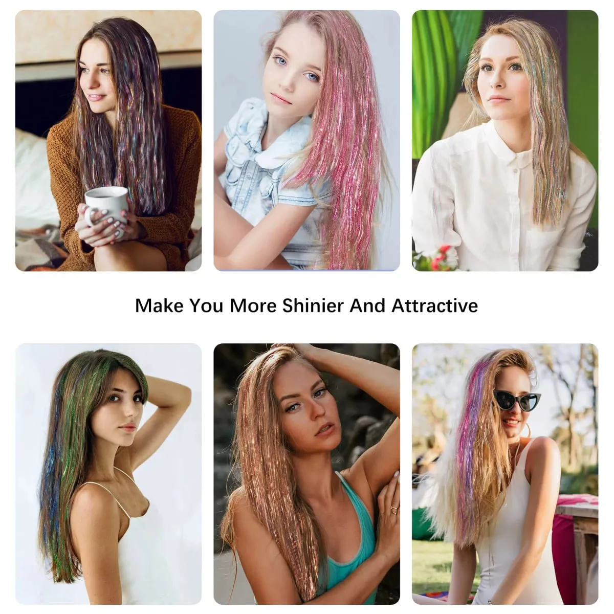 Sparkle Shiny synthetic Hair Tinsel Hair Extensions Dazzles Women Hippie for Braiding Headdress Hair Braiding Tools Long 120cm