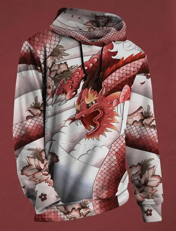 Chinese New Year Dragon 3d Print Hoodie Men Women Fashion Street Vintage Hoodie Sweatshirt Outwear Coat Men Tracksuits Sportwear