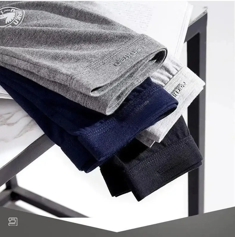 4-pack herrboxershorts i plusstorlek bomull anti-skavunderkläder Stora och långa Andas lös passform, elastisk midjeband Boxershorts