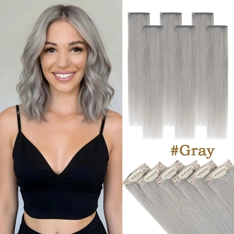 6 Pcs Clip In Human Hair Extensions Single Clip Ins Short Hair Extensions Seamless Straight Highlight Hairpieces for Women