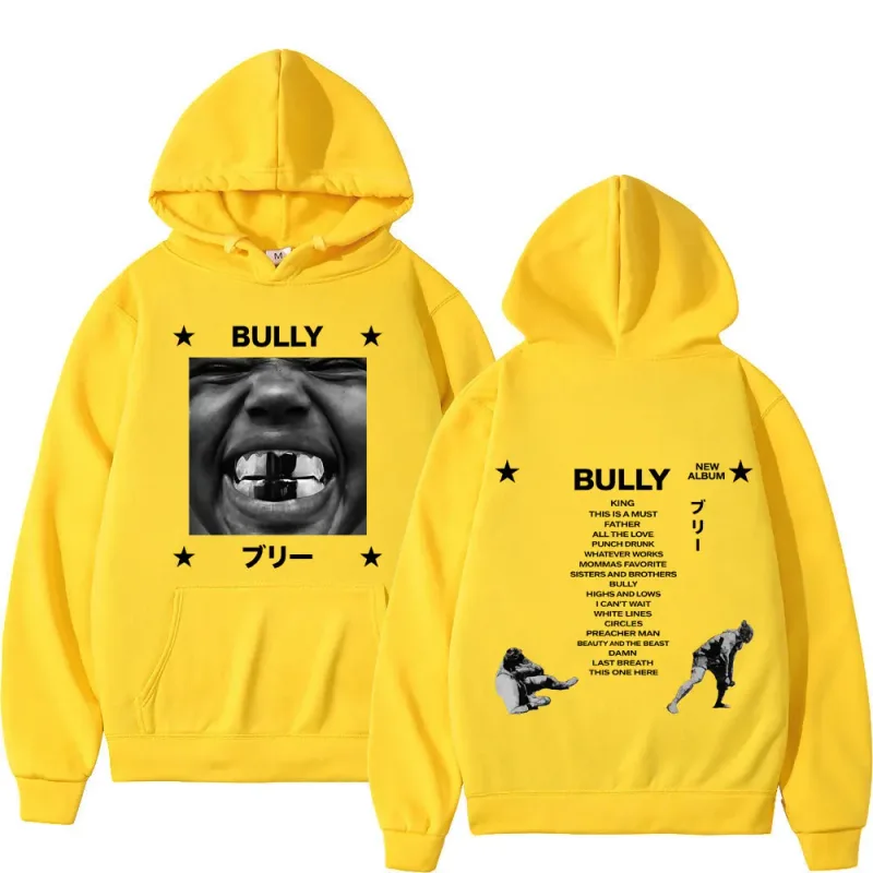 Kanye West Bully Album 2026 Tour Print Hoodie Men Women Gothic Punk O-Neck Pullover Loose Casual Hip-hop Streetwear Sweatshirts