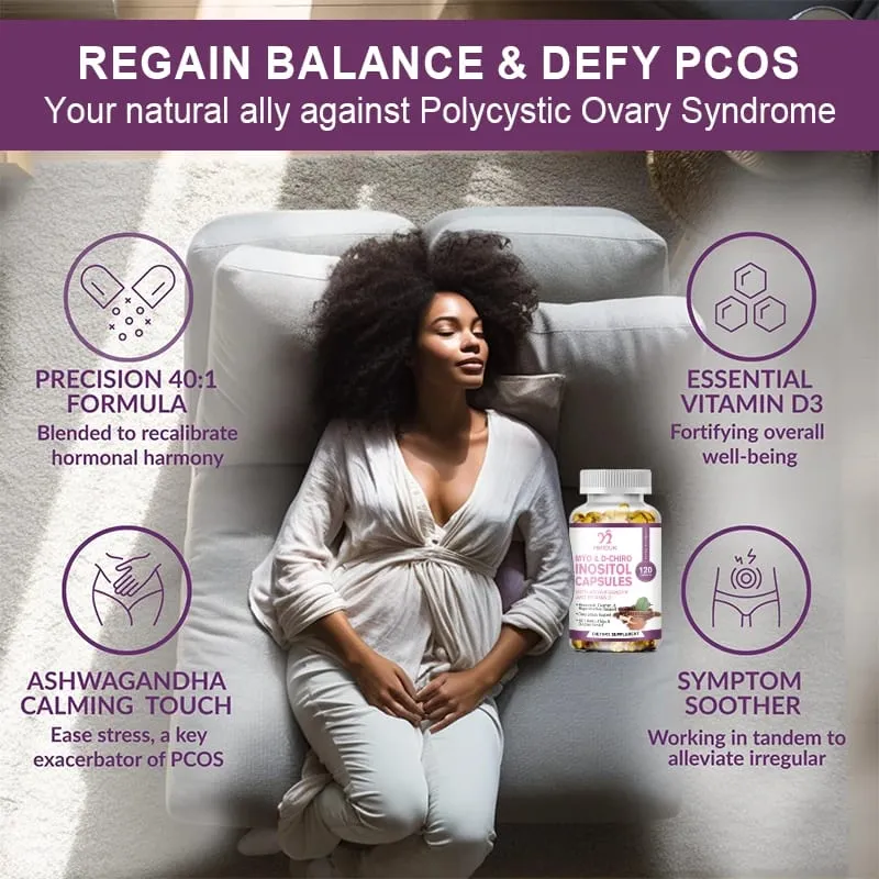 Myo Inosito Capsules & D-Chiro Inositol with Ashwagandha Root & Vitamin D3 Hormone Balance for Women Regulate Menstrual Cycle