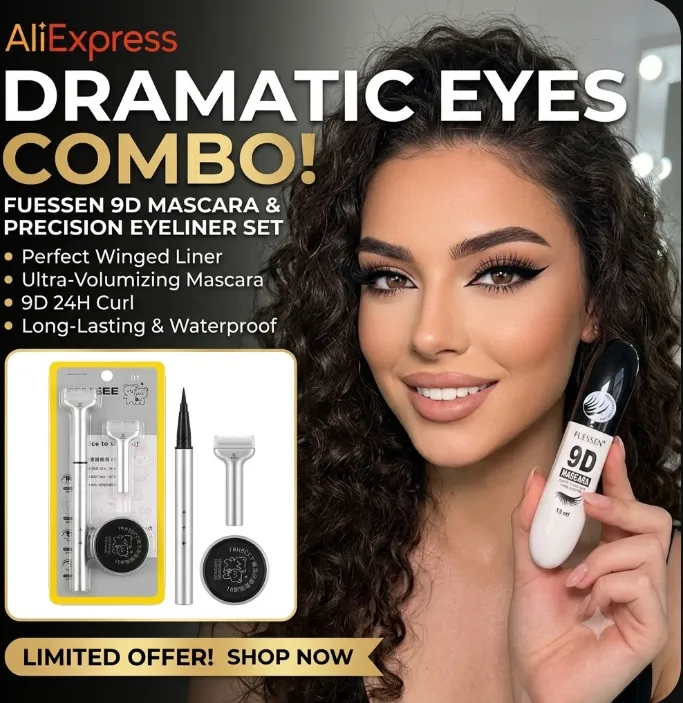 Women's Fine Eyeliner Pen Set And 9D Silk Mascara Combo - Waterproof Smudge-proof Long-lasting Eye Makeup for Party Festival Sta