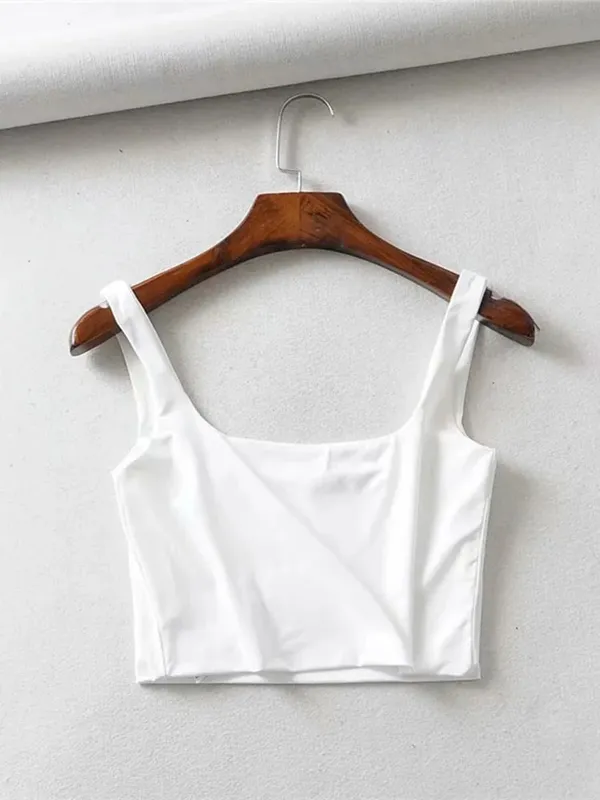 Venda quente 2025 verão feminino sexy sem mangas topos moda curto gola quadrada regatas 4 cores