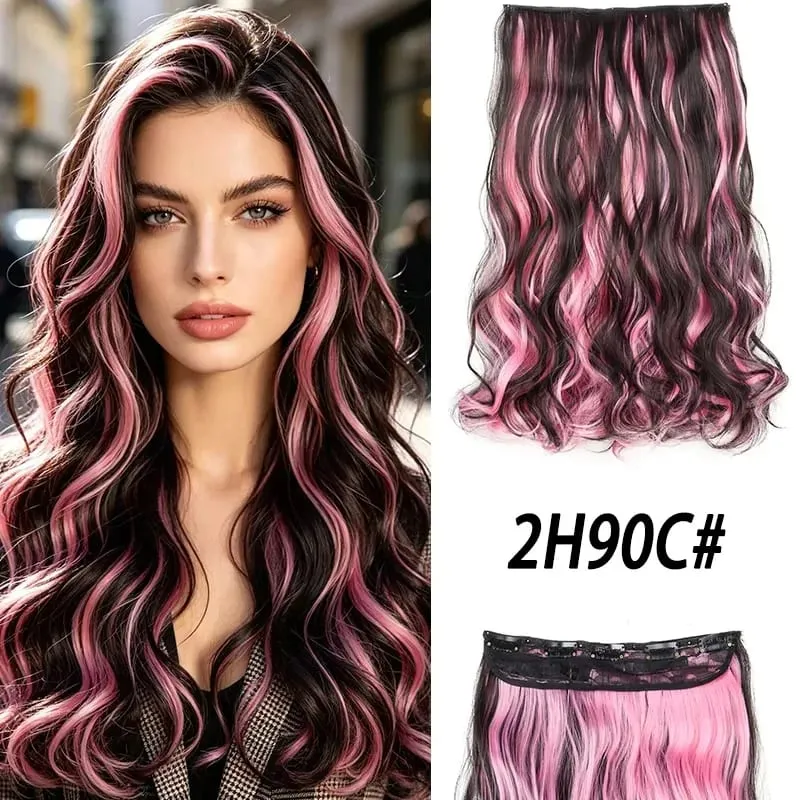 Synthetic 5 Clips in Hair Extensions Body wave Natural Hair Fake False Hair Piece Extentions For Women And Girl halloween wig