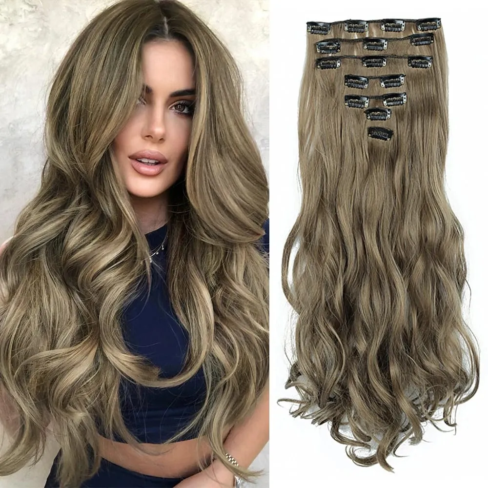 Synthetic Clip in Hair Extensions Purple hairpieces 7pcs/set 22inch Thick Hair for Women Girls Daily Party Cosplay