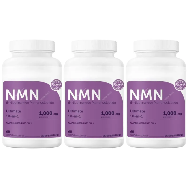 NMN-Kapseln 1000 mg pro Portion mit Resveratrol CoQ10, Vitamin C, vegane Formel, tägliche Wellness-Ergänzung, saubere Inhaltsstoffe, 120 ct