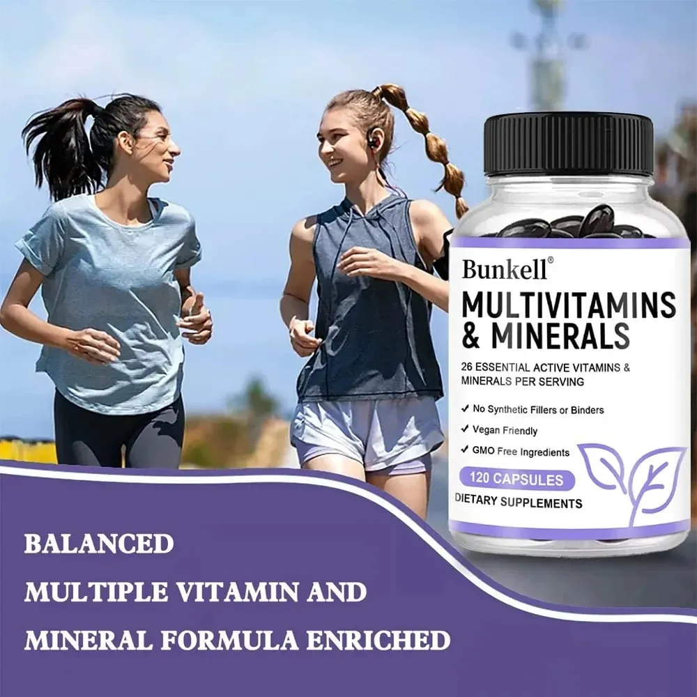Multivitamin and Minerals - Daily Supplement Antioxidants Skin Repair Liver Health Maintenance Energy Boost 120 Capsules